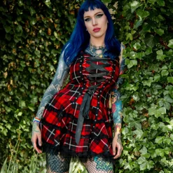 Hell Bunny Harley Tartan Dress (Red)
