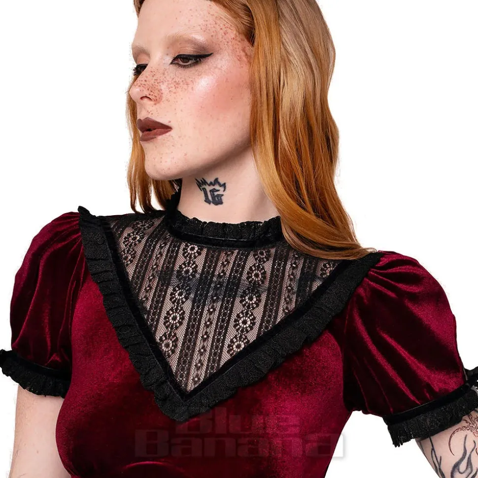 Hell Bunny Mourning Dress (Burgundy)