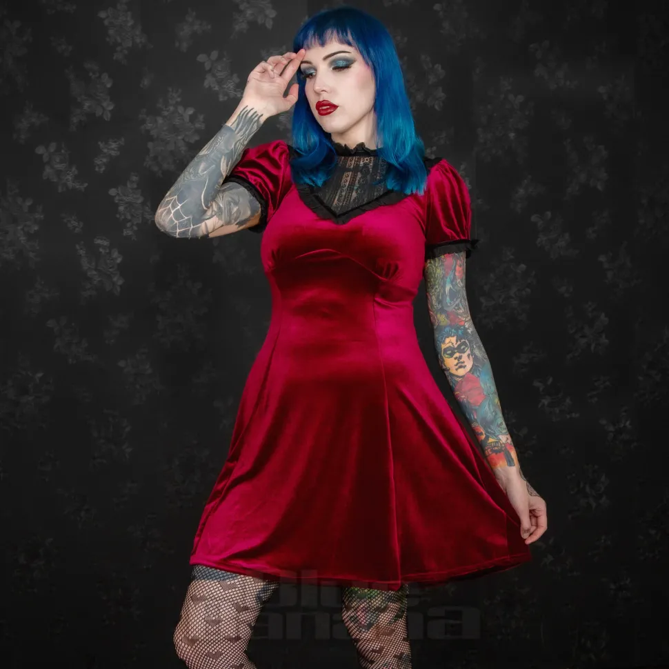 Hell Bunny Mourning Dress (Burgundy)
