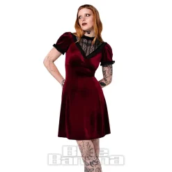 Hell Bunny Mourning Dress (Burgundy)