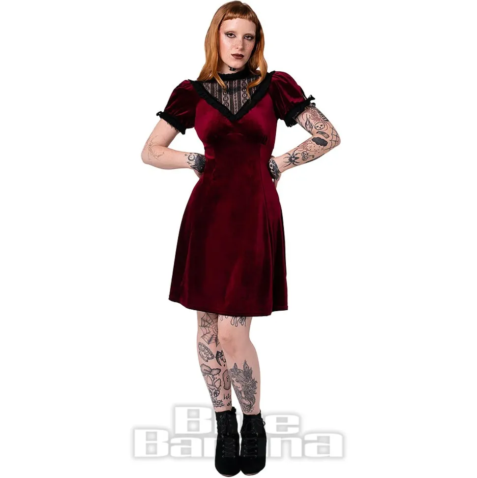 Hell Bunny Mourning Dress (Burgundy)