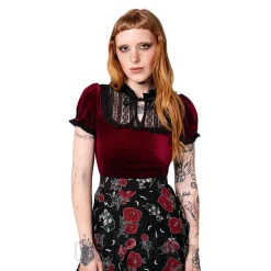 Hell Bunny Mourning Top (Burgundy)