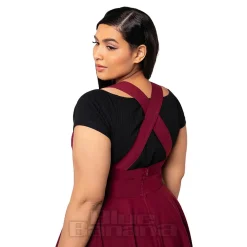 Hell Bunny Patti Pinafore Dress (Burgundy)