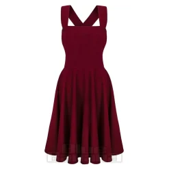 Hell Bunny Patti Pinafore Dress (Burgundy)