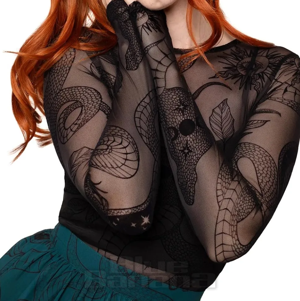 Hell Bunny Snake Charmer Mesh Top (Black)