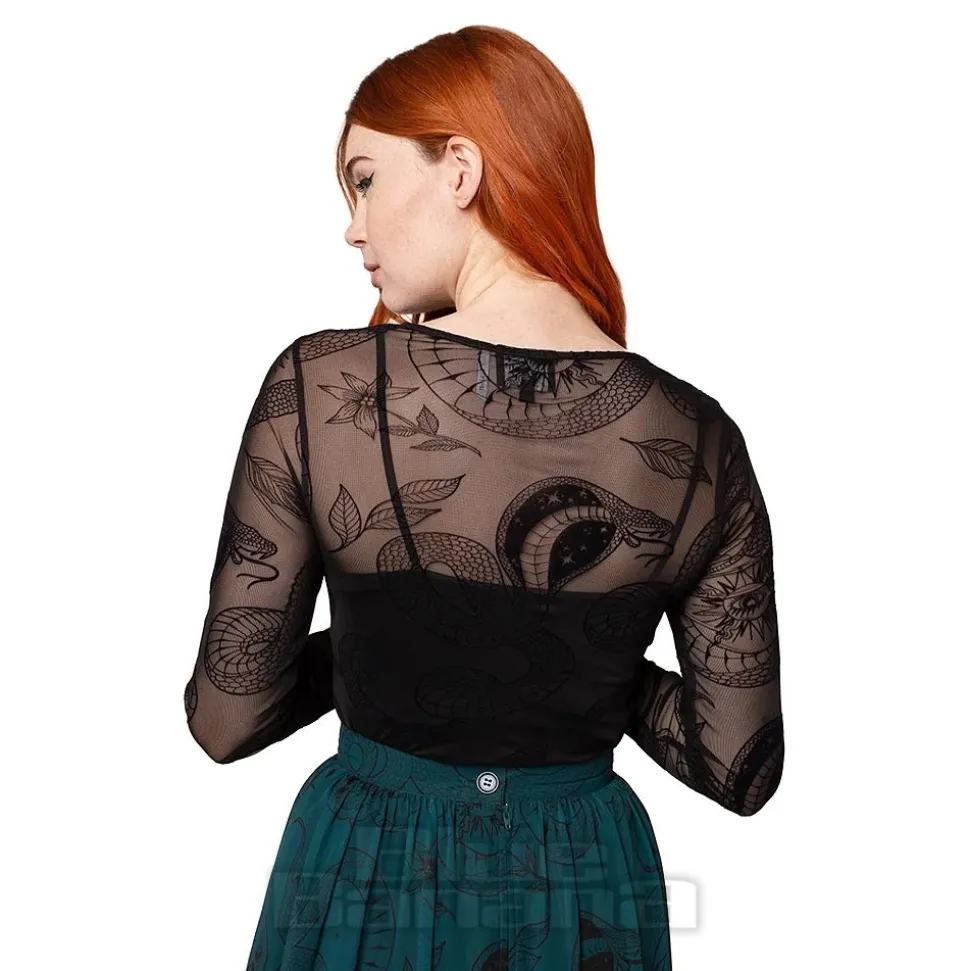 Hell Bunny Snake Charmer Mesh Top (Black)
