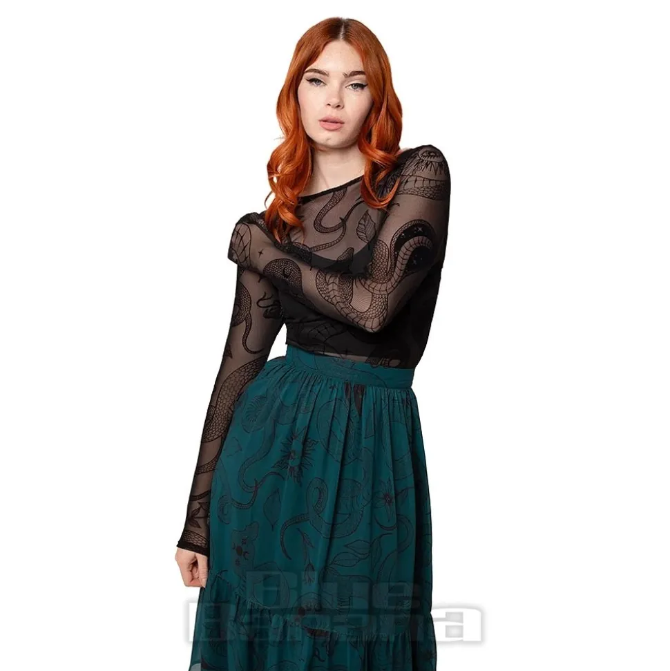 Hell Bunny Snake Charmer Mesh Top (Black)