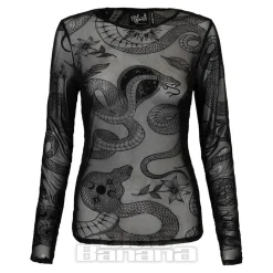 Hell Bunny Snake Charmer Mesh Top (Black)