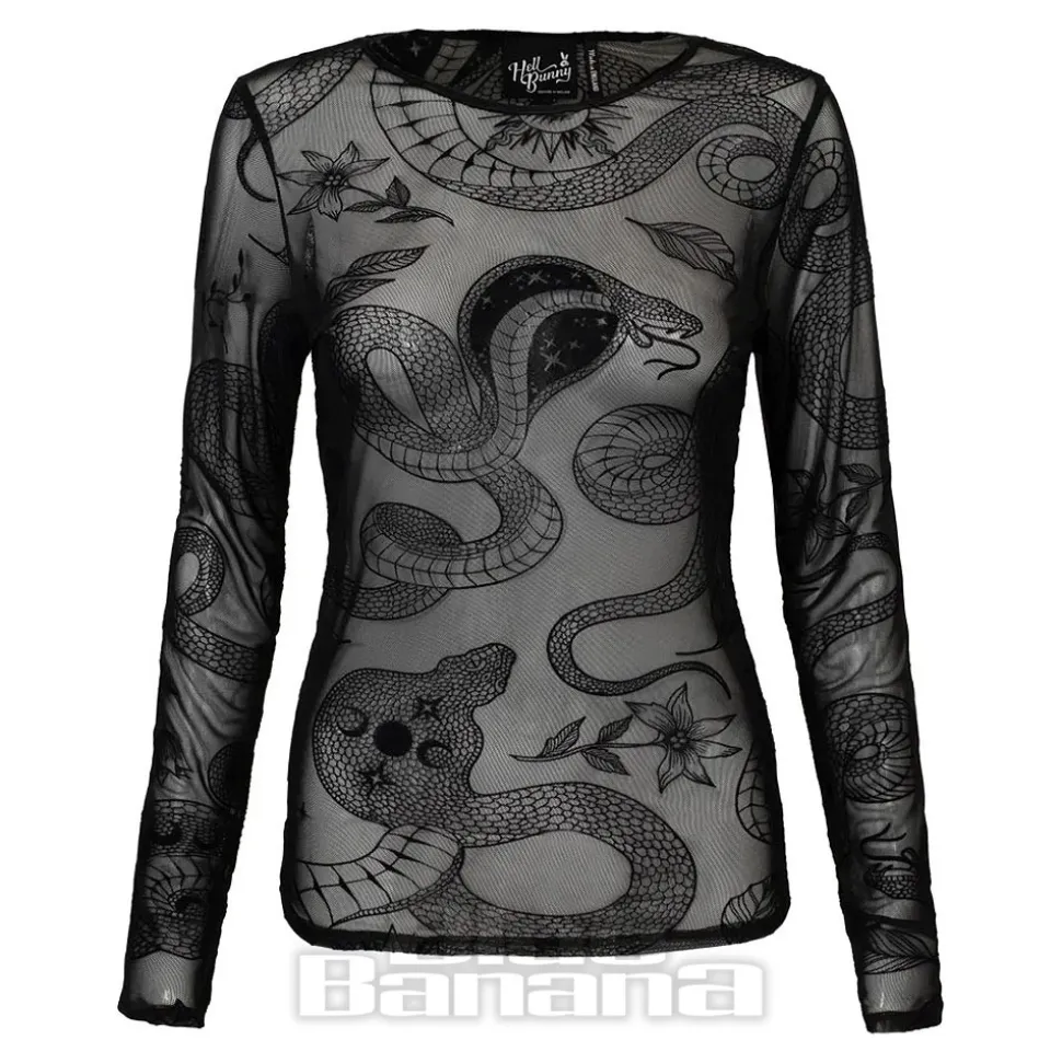 Hell Bunny Snake Charmer Mesh Top (Black)
