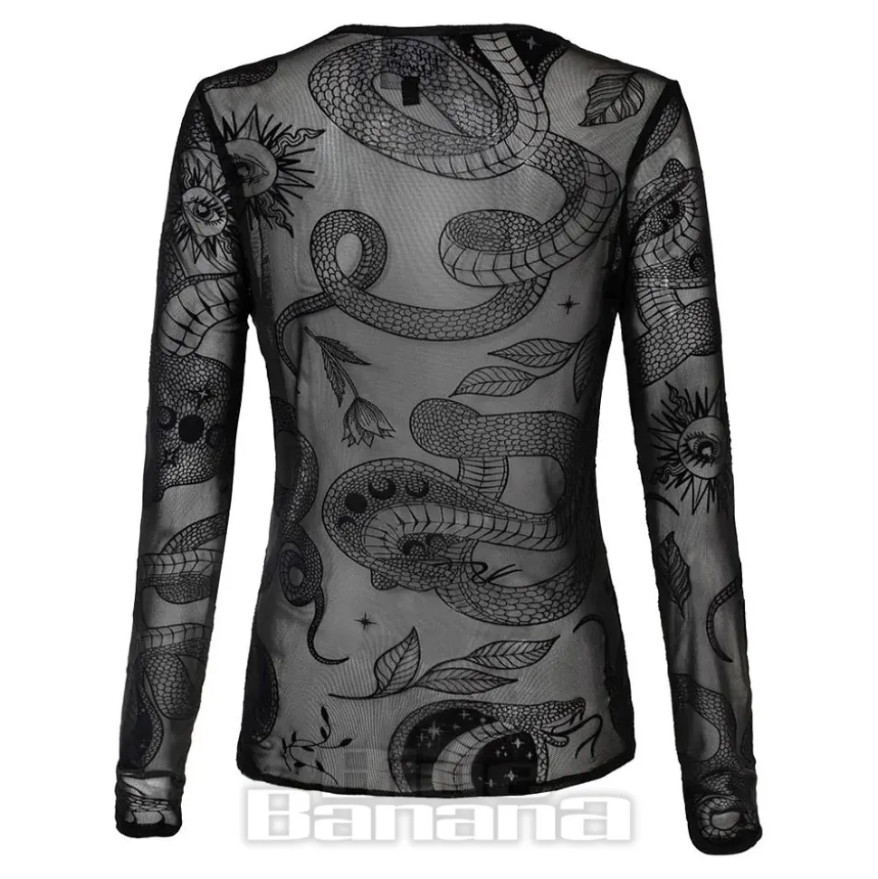 Hell Bunny Snake Charmer Mesh Top (Black)