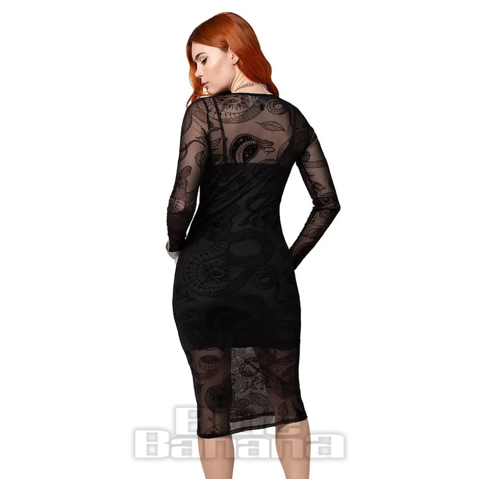 Hell Bunny Snake Charmer Midi Dress (Black)