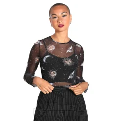 Hell Bunny Solaris Mesh Top (Black)