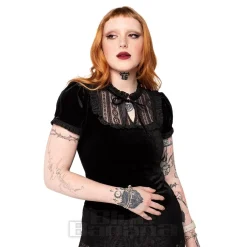 Hell Bunny Velvet Mourning Top (Black)
