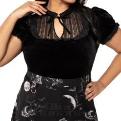 Hell Bunny Velvet Mourning Top (Black)