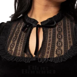 Hell Bunny Velvet Mourning Top (Black)