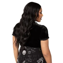 Hell Bunny Velvet Mourning Top (Black)