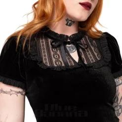 Hell Bunny Velvet Mourning Top (Black)