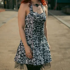 H&R London Striped Dot Dress (Black/White)