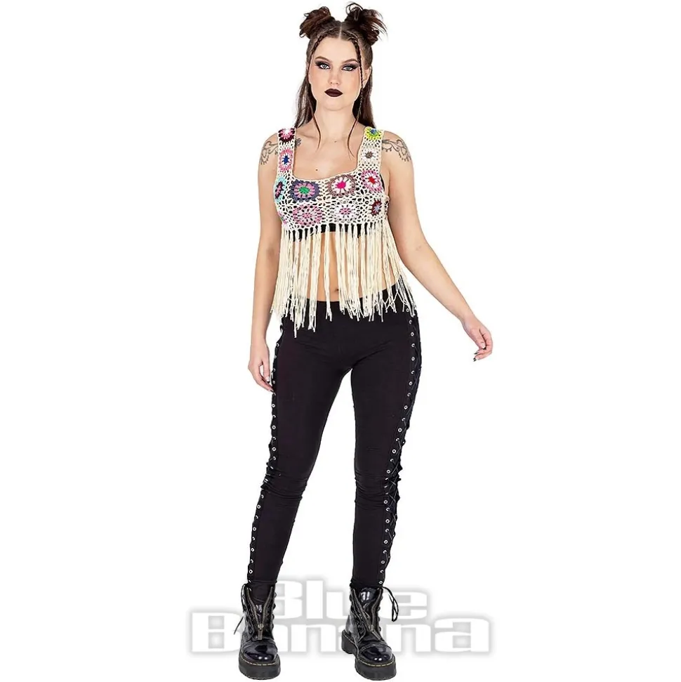 Innocent Maise Crochet Fringe Vest (Cream)