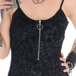 Jawbreaker Cat Front Zip Mini Dress (Black)