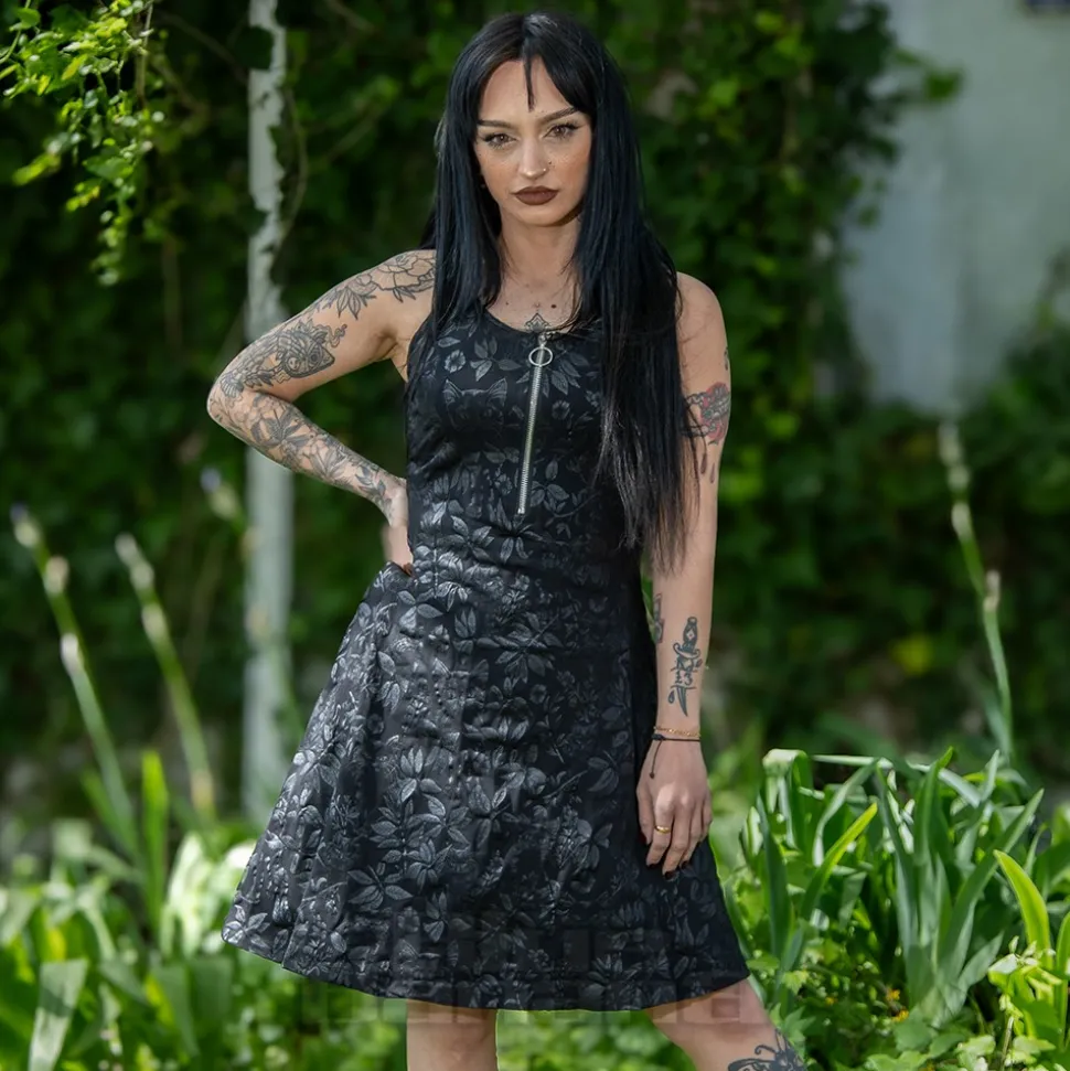 Jawbreaker Cat Front Zip Mini Dress (Black)