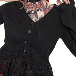 Jawbreaker Distressed Hem Crop Cardigan (Black)