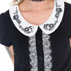Jawbreaker Embroidered Collar Mini Dress (Black/White)