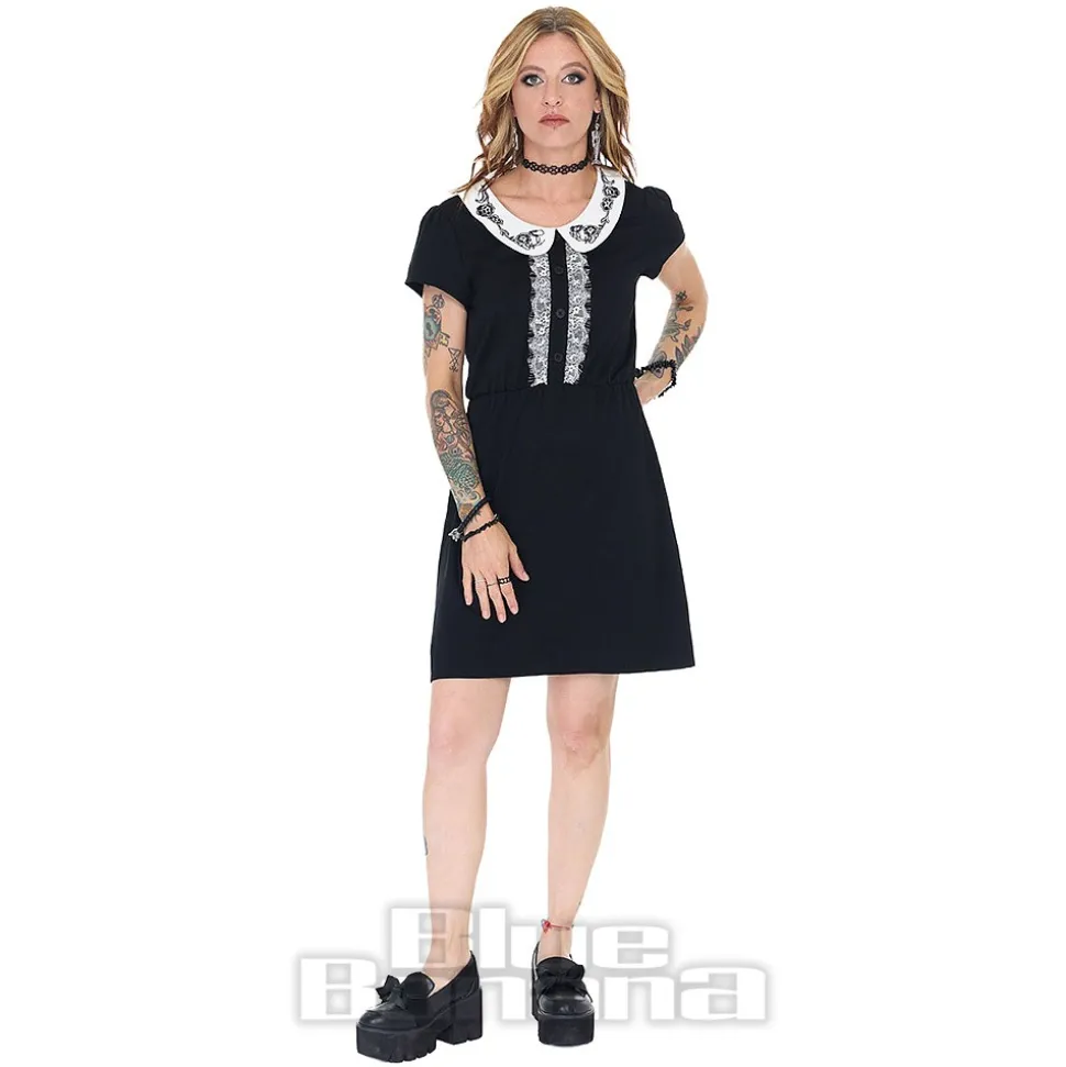 Jawbreaker Embroidered Collar Mini Dress (Black/White)
