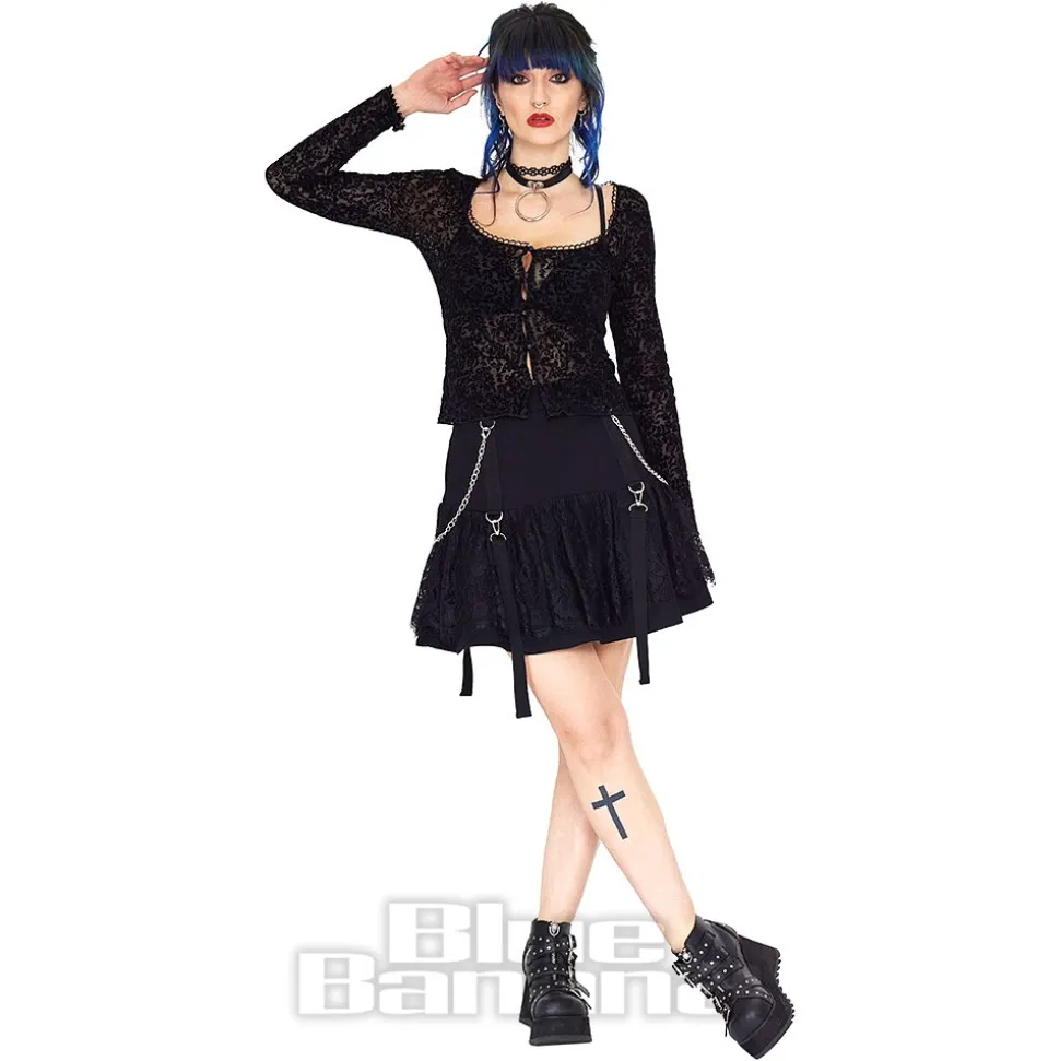 Jawbreaker Floral Flock Top (Black)