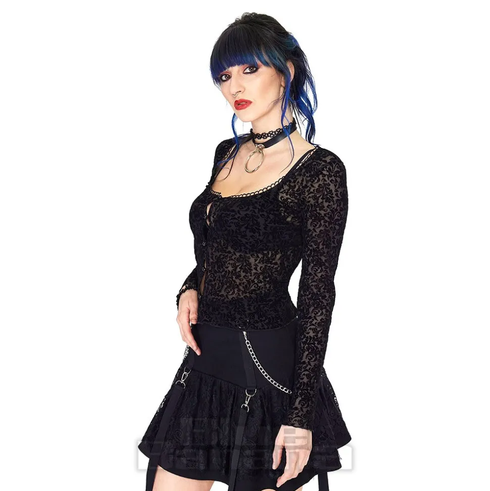 Jawbreaker Floral Flock Top (Black)