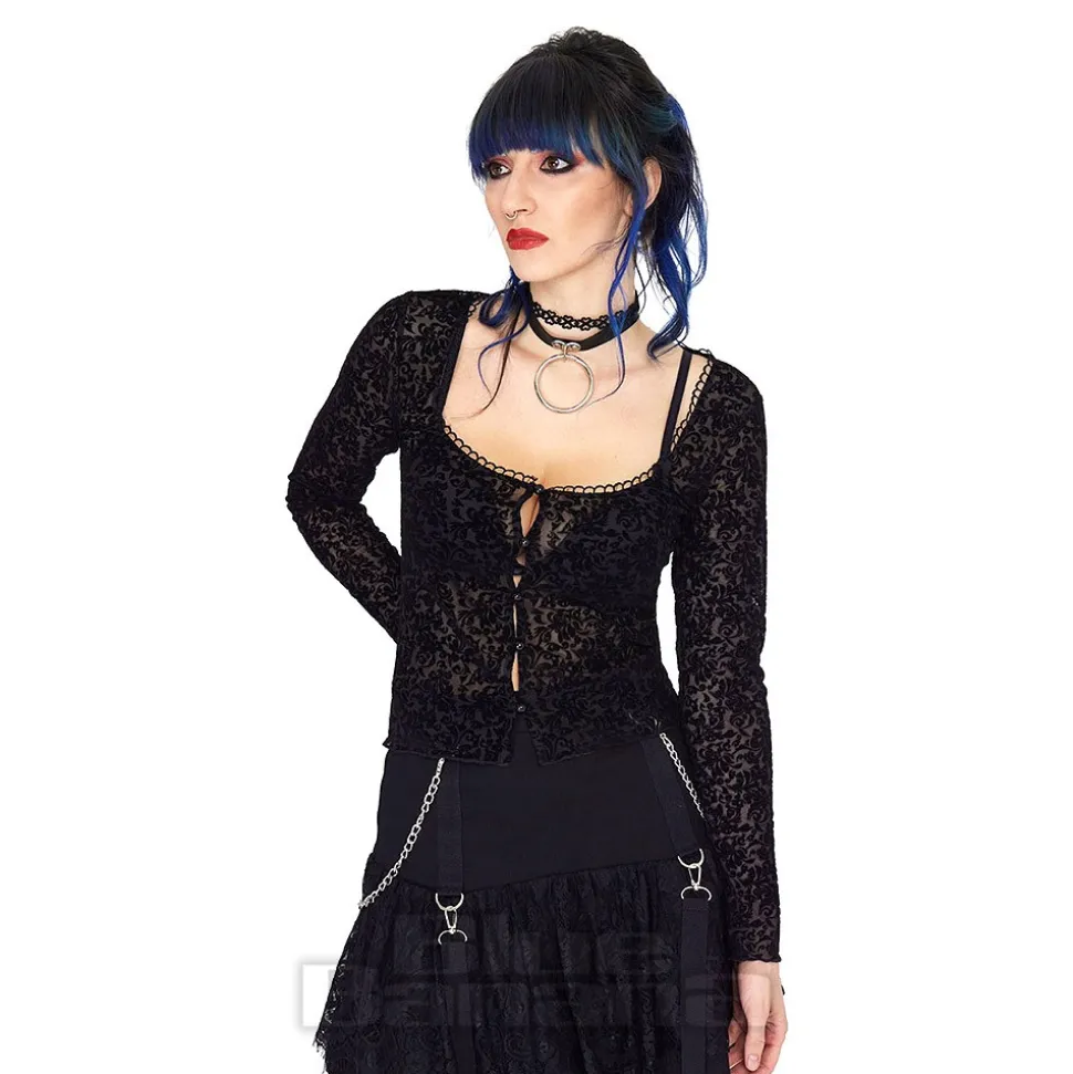 Jawbreaker Floral Flock Top (Black)