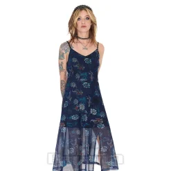 Jawbreaker Flower Koi Mesh Midi Dress (Navy)