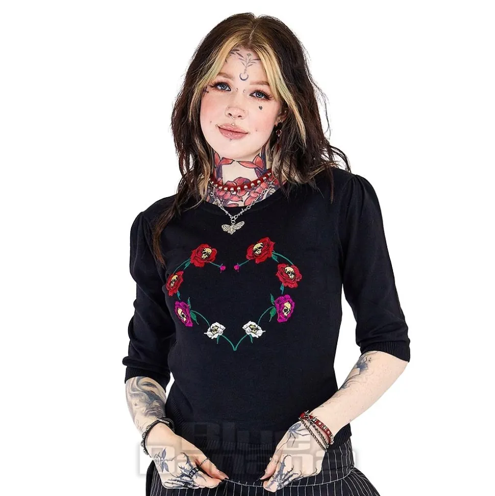 Jawbreaker Flower Skull Jumper (Black)
