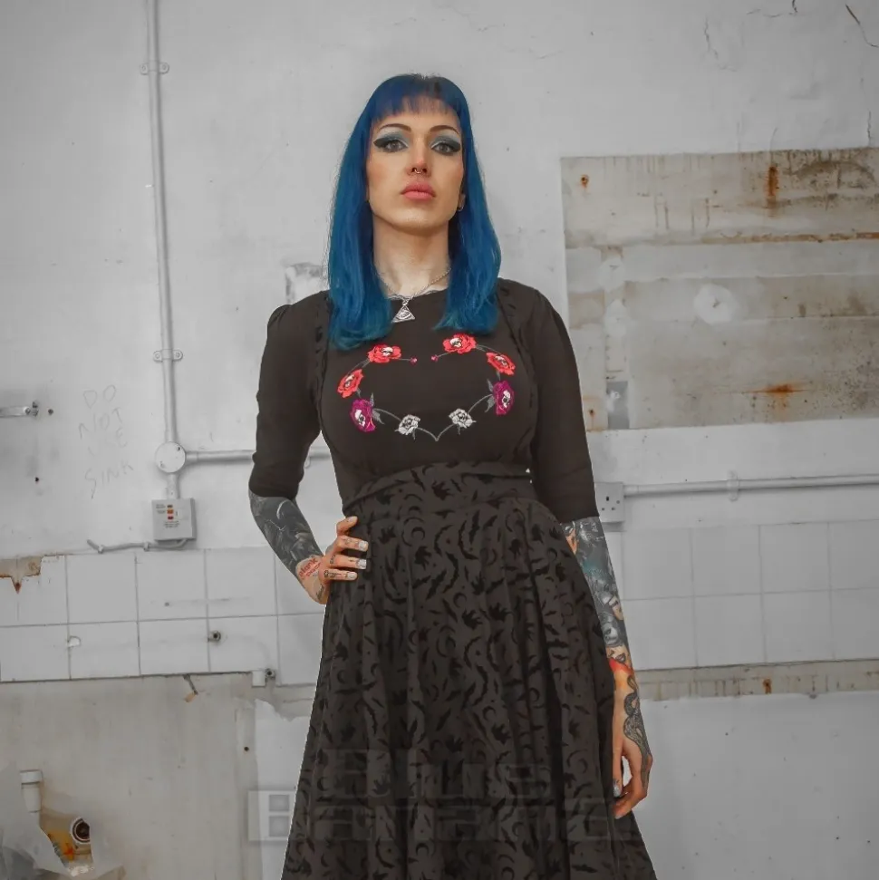 Jawbreaker Flower Skull Jumper (Black)