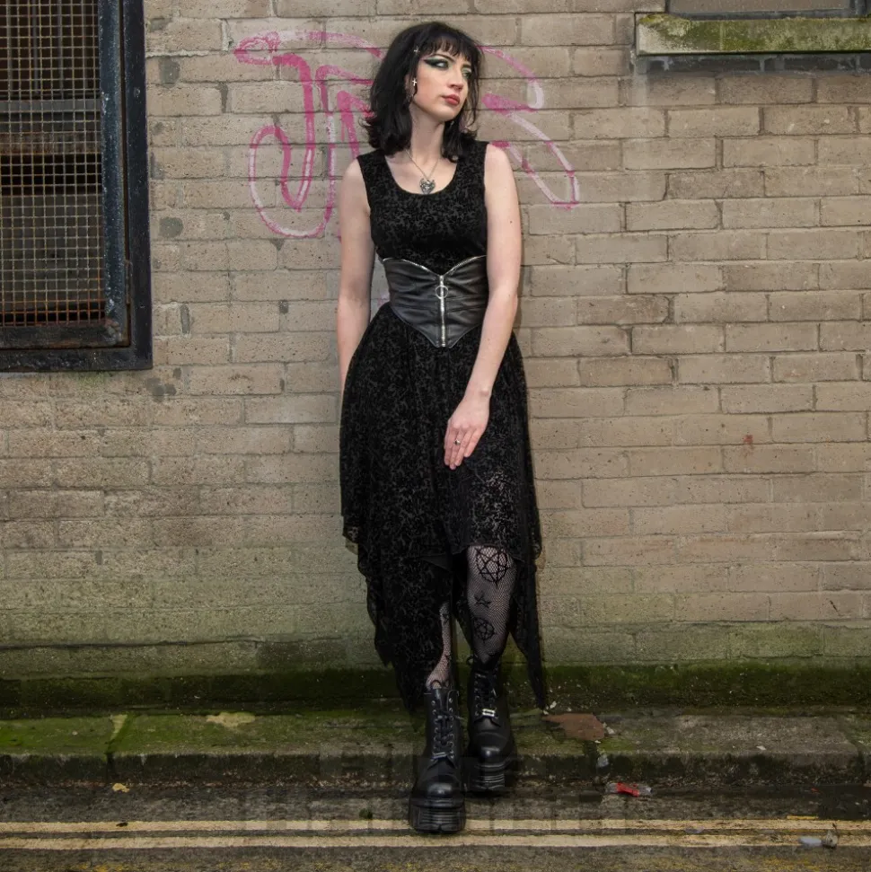 Jawbreaker Handkerchief Midi Dress (Black)