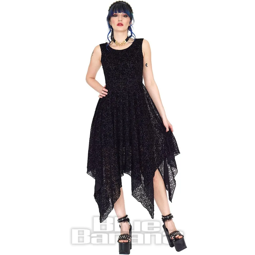 Jawbreaker Handkerchief Midi Dress (Black)