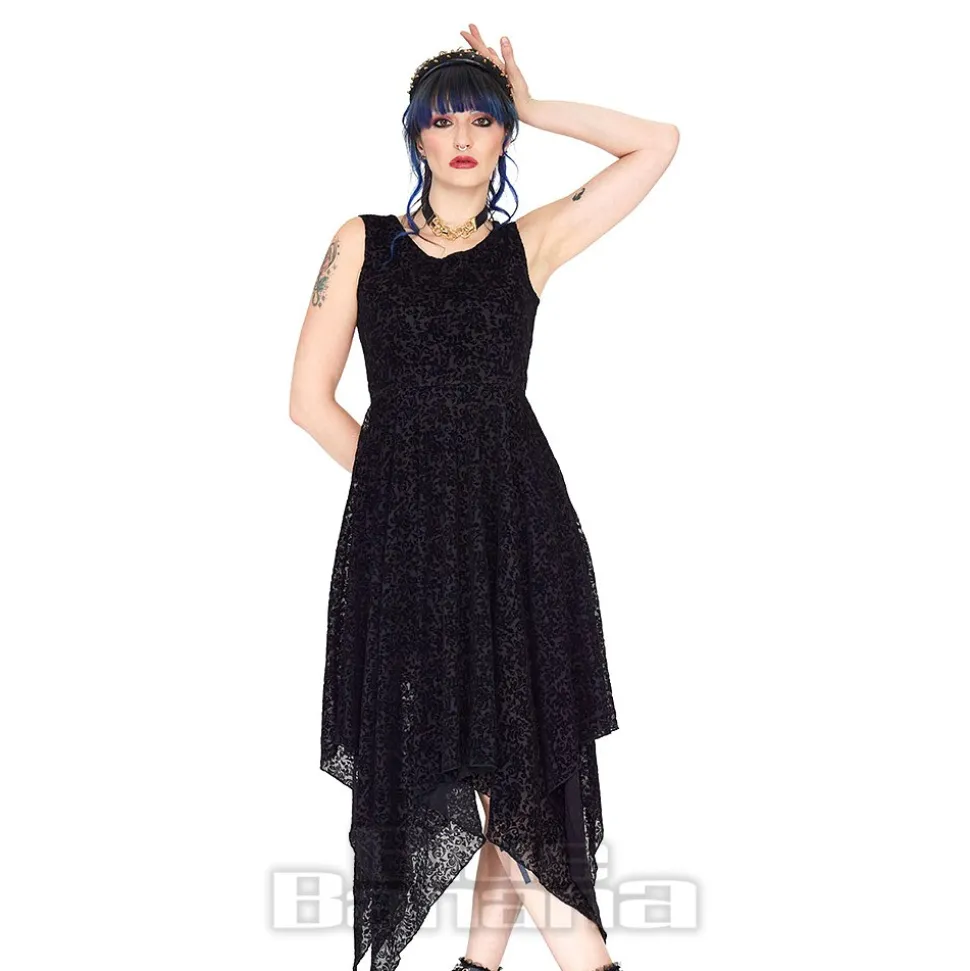 Jawbreaker Handkerchief Midi Dress (Black)