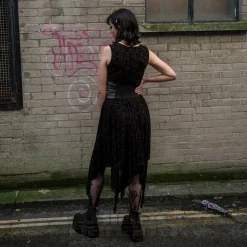 Jawbreaker Handkerchief Midi Dress (Black)