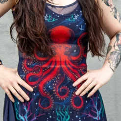 Jawbreaker Octopus Mesh Vest Top (Navy)