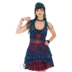 Jawbreaker Octopus Mesh Vest Top (Navy)