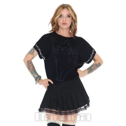 Jawbreaker Oversized Cat Knit Top (Black)