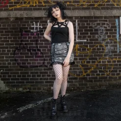 Jawbreaker Pentagram Straps & Rings Crop Top (Black)