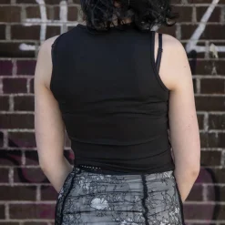 Jawbreaker Pentagram Straps & Rings Crop Top (Black)