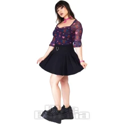 Jawbreaker Pleated Heart Buckle Mini Skirt (Black)