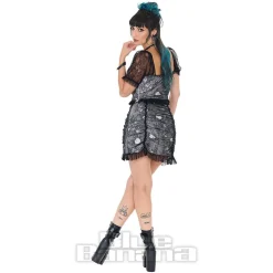Jawbreaker Ruched Lace Mini Skirt (Black/White)