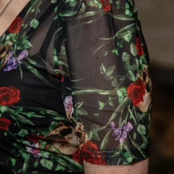 Jawbreaker Skull & Roses Mesh Midi Dress (Multicolour)