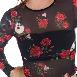 Jawbreaker Skulls & Roses Mesh Top (Black)