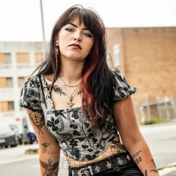 Killstar Venomous Rose Corset Top (Grey)