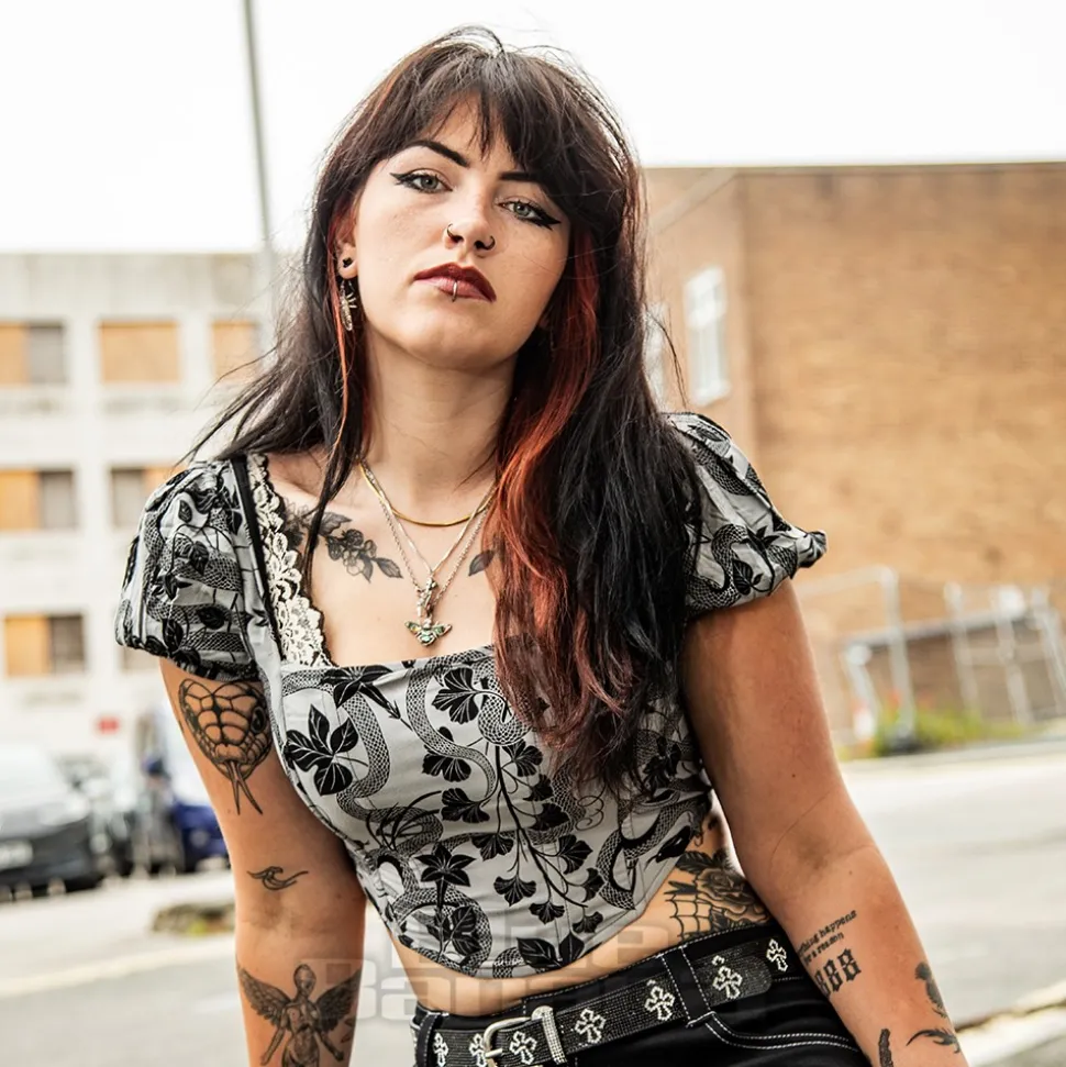Killstar Venomous Rose Corset Top (Grey)