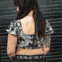 Killstar Venomous Rose Corset Top (Grey)